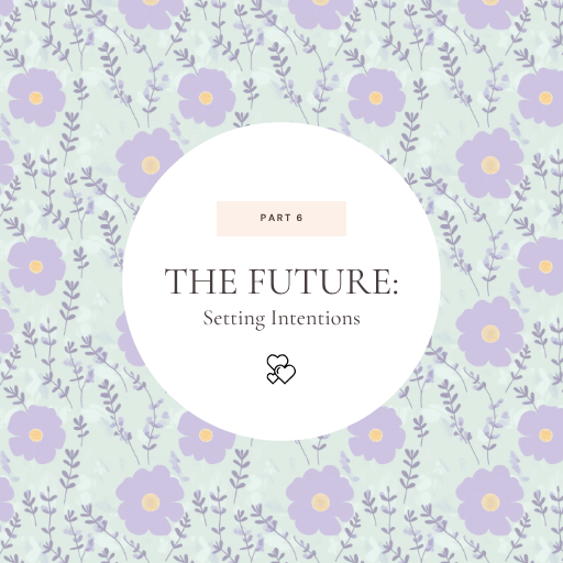 Cover of a book titled 'The Future: Setting Intentions' with a floral pattern on a light green background.