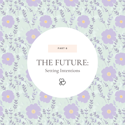 Cover of a book titled 'The Future: Setting Intentions' with a floral pattern on a light green background.